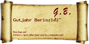 Gutjahr Beriszló névjegykártya